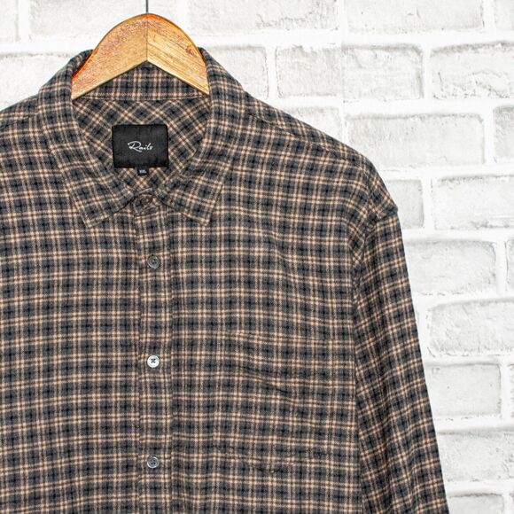 Rails Men's Flannel SUSSEX Shirt Tawny Onyx Plaid Cotton Size 2XL - Picture 2 of 6